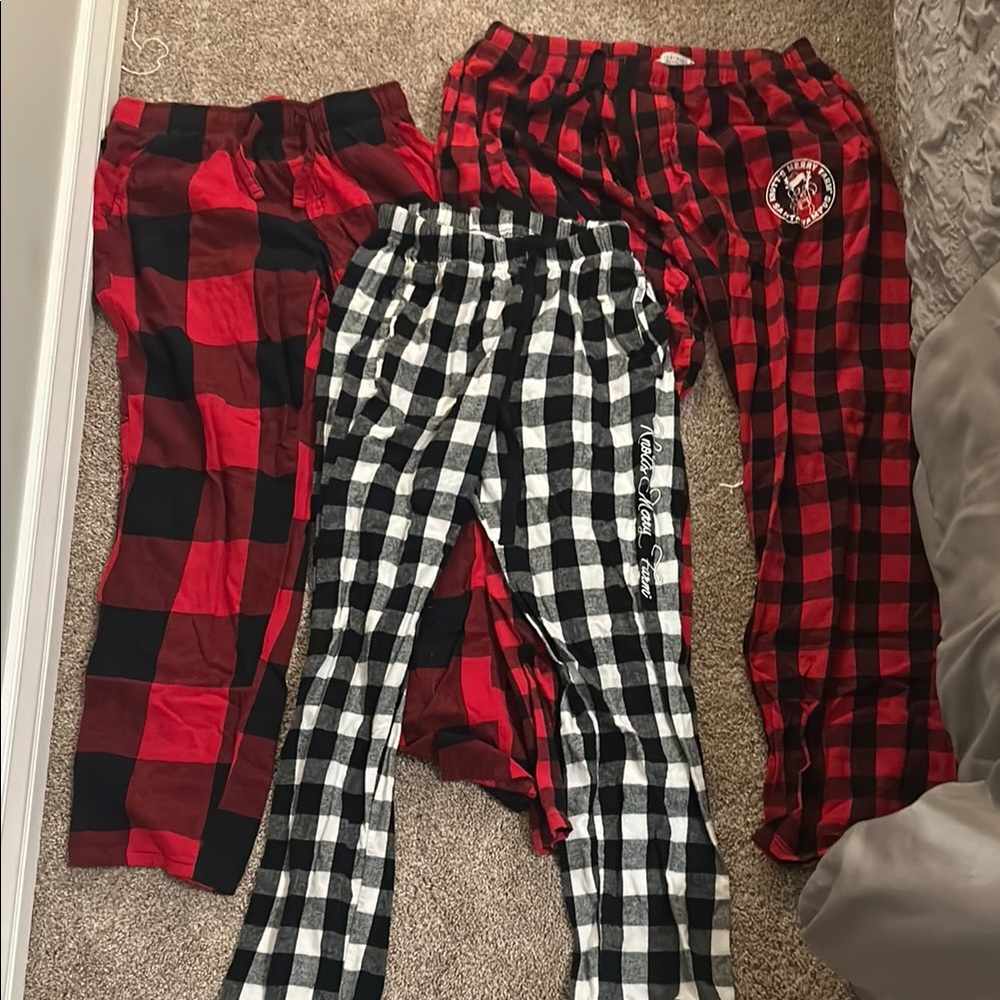 Kids Plaid Pajama Pants Set - Red and Black